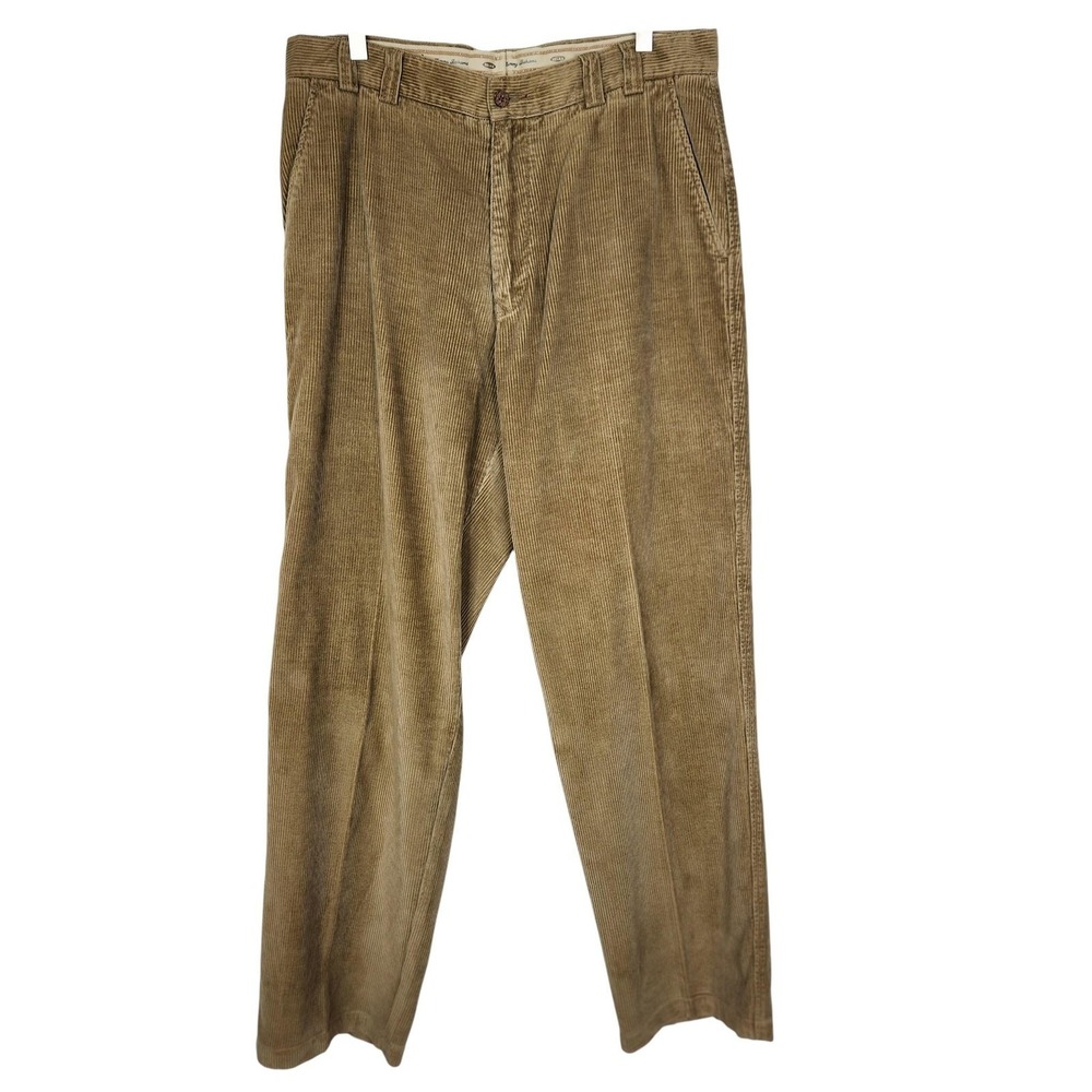 TOMMY BAHAMA Pants Mens 34 Beige Corduroy Relaxed Fit Pleated Chino‎ Casual